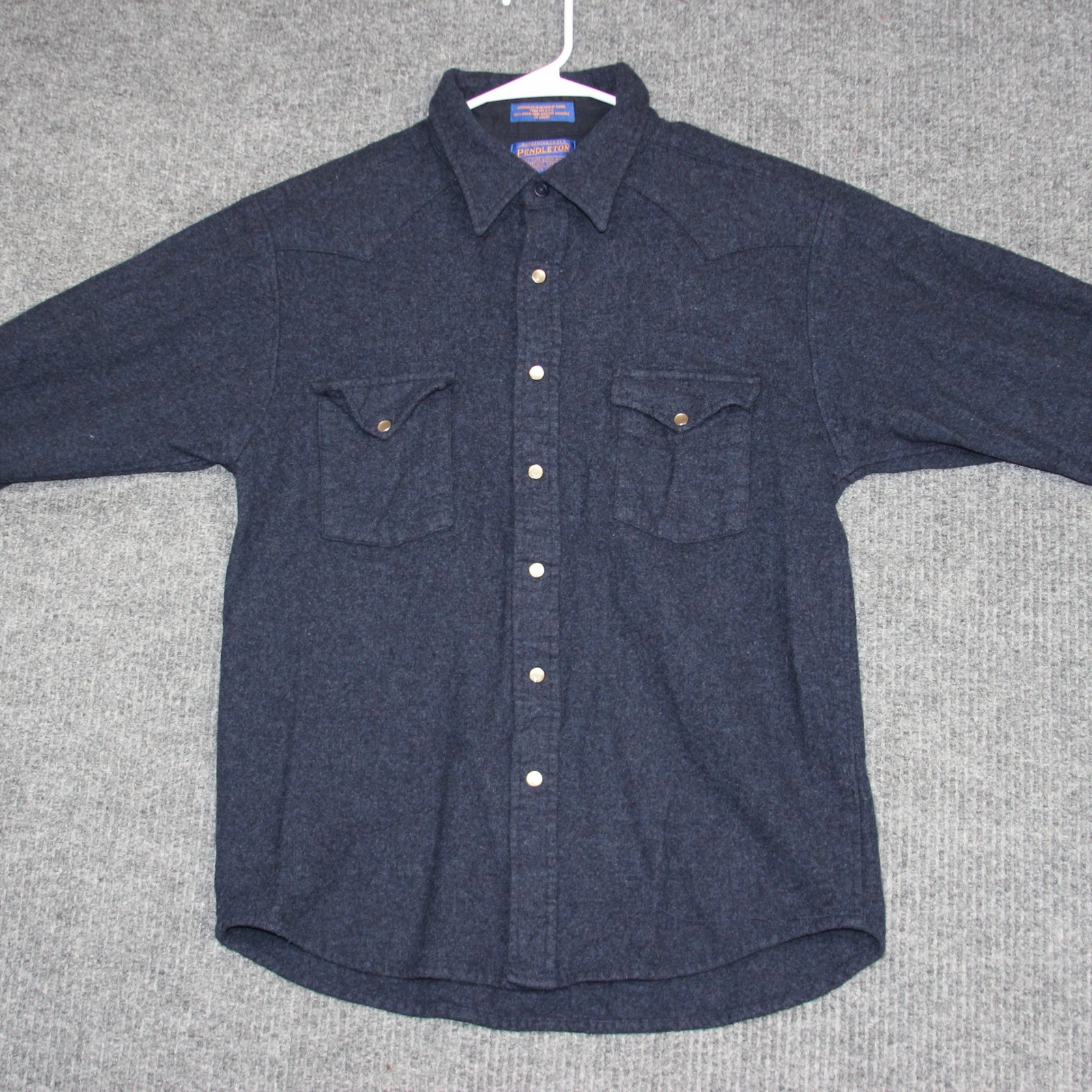 Pendleton Wool Western Shirt Womens Xl Blue Pearl Snap Long Sleeve Flannel